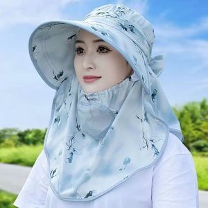 Sombrero de sol de ala ancha de verano con cubre cuello, protección UV transpirable para ciclismo al aire libre, recolección de té, color rosa - Product Image 4
