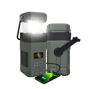 충전식 Led 태양 캠핑 라이트 미니 금속 전면 전원 디나모 파워 스테이션 램프 플라스틱