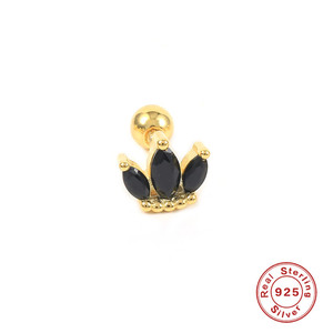 Rainbowking Jewelry for Women 925 Silver Cute Petite Crown Diamond <strong>Screw</strong> Spike Single <strong>Stud</strong> Earrings
