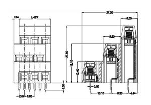 Xlcf phong cách Châu Âu PCB vít Brass 9-Pole khối thiết bị đầu cuối 5.08 mét khoảng cách 30-16awg phạm vi 10A ô tô 4000V Surge 5. 08-04-t1 - Product Image 5