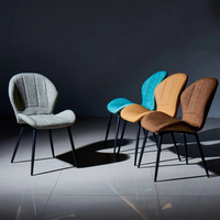 Chaise de salle à manger en velours, Design de luxe, pied en métal, chaise de salle à manger en tissu moderne