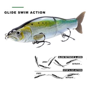 Señuelos de Pesca que se hunden, cebo <span class=keywords><strong>Glide</strong></span> de cuerpo duro con colas suaves, Shad, con anzuelo triple, Swimbait, 6,5/2,2 oz - Product Image 6