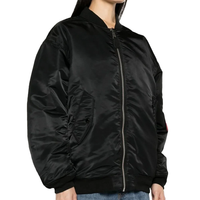 AQTQ Blouson Bomber Varsity en Satin pour Femme, Col Baseball, Entièrement Zippé, Ourlet Côtelé, Personnalisable avec Logo, Vente en Gros
