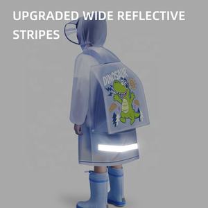 Imperméable pour enfants en matériau EVA imperméable avec capuche, unisexe, motif blanc, pliable, vêtements de pluie pour l'école - Product Image 4