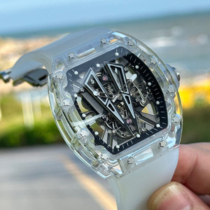 Reloj de pulsera de lujo para hombre, modelo 27-03, ligero, con caja de cristal de zafiro totalmente transparente, puente tourbillon de titanio en forma de V, esqueleto. - Product Image 3