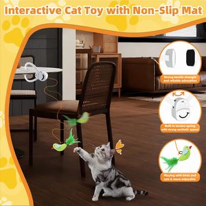 Baguette à plumes électrique automatique <span class=keywords><strong>pour</strong></span> chaton et chat adulte, jouet d'enrichissement et de stimulation <span class=keywords><strong>pour</strong></span> <span class=keywords><strong>chats</strong></span> las, jouet interactif <span class=keywords><strong>pour</strong></span> chat - Product Image 3