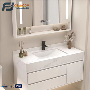 <span class=keywords><strong>Mueble</strong></span> de <span class=keywords><strong>Baño</strong></span> Moderno de Madera Maciza Color Crema, <span class=keywords><strong>para</strong></span> Colgar en la Pared, de 60-120 cm, con <span class=keywords><strong>Lavabo</strong></span> Integrado de Piedra y Espejo LED Inteligente - Product Image 1