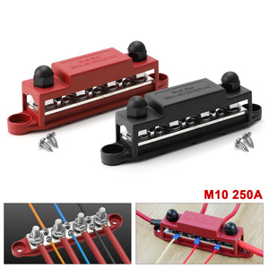 Barra de Distribución de Cobre 250A M10 48VDC 300VAC con Perno, Roja y Negra - Product Image 3