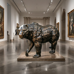 Orso <span class=keywords><strong>Grizzly</strong></span> Seduto in Bronzo Fatto a Mano - Dimensioni, Postura e Patina Personalizzabili, Opera d'Arte, Scultura di Orso in Bronzo - Product Image 3