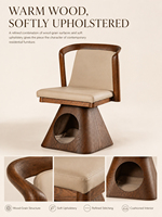 Lit pour chat en bois moderne et luxueux, canapé-lit intégré, nid confortable pour chat, coussin en cuir, meubles pour animaux de compagnie robustes et durables, utilisation en intérieur