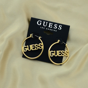 Pendientes de Diseño de Marca de Moda, Largos y Circulares, con Pedrería, Letra Hueca, para Mujer - Product Image 2