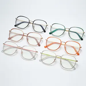 Vendita all'ingrosso occhiali lenti telaio donne di spessore-Di alta Qualità Sottile Tempio Struttura In Metallo Blu Luce Blocco di Lenti Ottiche Occhiali Da Vista Occhiali