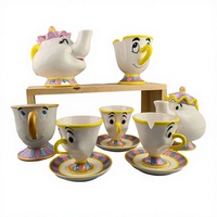 Ensemble théière et tasse La Belle et la Bête Madame Potts et Chip, design dessin animé plaqué or, en céramique et porcelaine, pour café, lait, usage festif, 401-500ml, cadeau