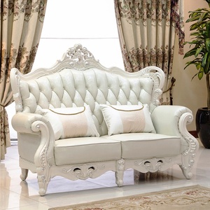 أريكة فنية من جلد البقر بطبقة علوية فاخرة على الطراز الأوروبي ، مجموعة أثاث غرفة المعيشة من الخشب الصلب عالي الجودة - Product Image 6