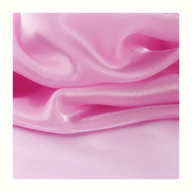 Vente en gros brocart satin brillant tulle doux mousseline de soie rose 100% polyester solide cristal soie liquide organza tissu