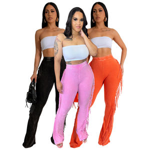 HR24049 <span class=keywords><strong>Pantaloni</strong></span> Yoga Donna a Vita Alta, Vestibilità Skinny, Effetto Lavato <span class=keywords><strong>con</strong></span> Nappe, Leggings a Zampa Attillati, <span class=keywords><strong>Pantaloni</strong></span> a Zampa - Product Image 2