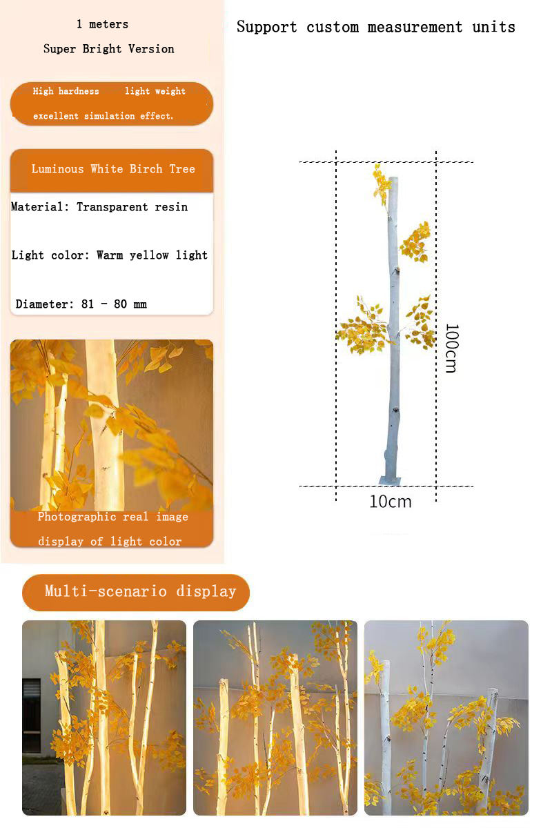 1-meter of white birch tree (with leaves) for wiring