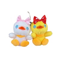 Porte-clés en peluche canard à nœud papillon, petit canard jaune et blanc en peluche, pendentif pour sac, cadeau d'anniversaire pour enfants, jouet en peluche en gros