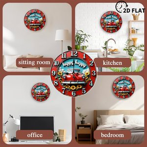 <b>Round</b> Wooden Wall Clock 25Cm Vintage Quiet Quartz Living Room Decor - Product Image 4