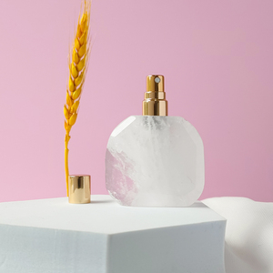 Bouteille de parfum en pierre naturelle, flacon pulvérisateur en quartz rose pur cristal blanc, flacon coloré pour dame - Product Image 2