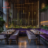 Luxus Restaurant Gewerbe möbel Set Lila Samt Sofa Stand Sitz gelegenheiten und passende Samts tühle mit Esstischen aus Holz