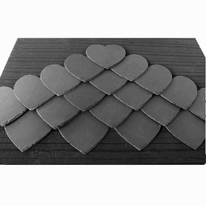 Nouveau sous-verre en <span class=keywords><strong>ardoise</strong></span> noire populaire 4 pièces dans un support en bambou - Product Image 6