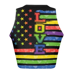 LGBT Pride Print Mujeres <span class=keywords><strong>Crop</strong></span> Vest Love Is Love Rainbow Flag Design Mujeres Casual Beach Vest Ropa Tee Low MOQ Suspender Tops - Product Image 4