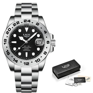 Reloj de Pulsera Analógico de Cuarzo para Hombre, Diseño Simple, Bisel de 24 Horas, Acero Inoxidable, Calendario, Luminoso, Resistente al Agua, Estilo Ejecutivo - Product Image 2