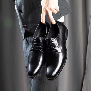 Chaussures Oxford de mariage pour hommes en cuir véritable, style italien haut de gamme, faites à la main, à enfiler, brodées, avec embout en acier, collection automne - Product Image 3