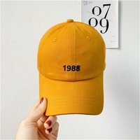 1988 logotipo bordado sombrero amarillo gorra de béisbol de algodón sombrero de papá sombrero elegante Simple para hombres y mujeres