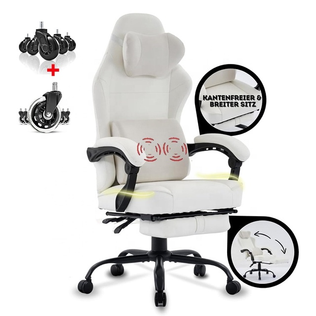 High-Quality Fabric Gamer Chair Pro Cheap Popular White Computer Home Office Desk Chair for Comfort Video Game Office Gaming Use