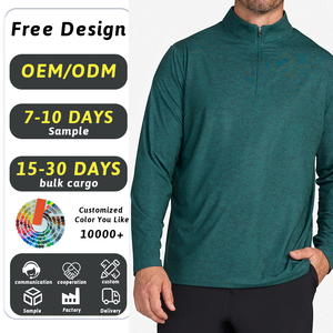 Tùy Chỉnh Thiết Kế Logo Màu Xanh Lá Cây In Thể Thao Trọng Lượng Nhẹ Cổ Áo Quý Zip Áo Thun Golf Người Đàn Ông Mỏng Phù Hợp Với Dài Tay Áo Áo Cho Nam Giới - Product Image 1