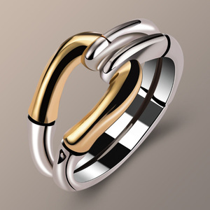 Two-Tone Gold Plated Geometric Wave <b>Ring</b> For Women Gift Jewelry CY670 - Product Image 1