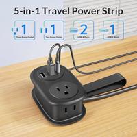 Le plus récent protecteur de surtension de voyage de plomb d'extension de mini multiprise portable avec 1 prise américaine 2 USB-A et 1 USB-C multiprise américaine