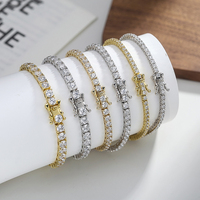 SB204 RINNTIN Venta caliente joyería de Corea lujo 2mm 3mm 4mm corte redondo 5A CZ ajuste de punta 925 pulsera de tenis de plata esterlina