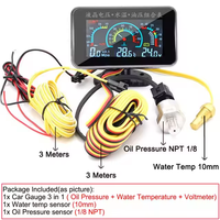 Prix d'usine – Tableau combiné numérique LCD 3-en-1 pour voiture/camion 12V/24V (pression d'huile, tension, température de l'eau) avec capteurs NPT 1/8