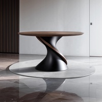 Italienischer Minimalistischer Massivholz-Esstisch, Hochwertiger Runder Tisch für Wohnzimmer, Heimgebrauch, Designer, Kreativer Vintage-Stil