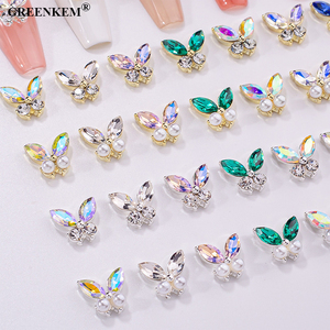 Strass d'art de concepteur de papillon d'oeil de cheval de perle en métal pour les breloques d'ongle 3D en gros - Product Image 3