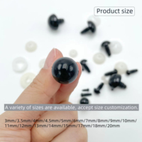 DIY Jouet Artisanat Accessoires Sécurité Noir Plastique Crochet Yeux 6mm 10mm 12mm 14mm 16mm 20mm Tailles Mode Couture Accessoires
