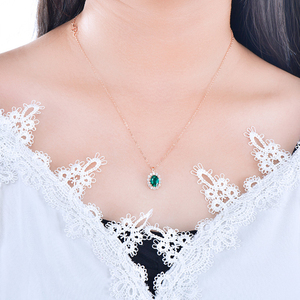 Collier pendentif en argent sterling 925 rhodié, style rétro, luxe léger, zircon émeraude, chaîne à maillons, cadeau pour femme, vente en gros d'usine - Product Image 3