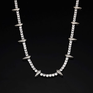 Collar de cadena tipo tenis de plata de ley 925 con moissanita VVS, estilo Hip Hop Iced Out, para hombre y mujer, joyería brillante, regalo - Product Image 4