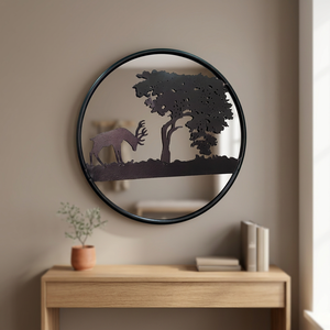Miroir mural moderne en forme de cerf, cadre en métal rond, miroir décoratif à suspendre, décoration murale, art artisanal M715 - Product Image 5