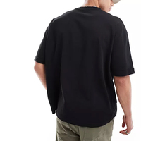 Guangzhou Jwin 280 Gsm coton plaine dos impression t-shirt pour hommes vers le bas épaule t-shirt Logo personnalisé hommes noir t-shirt