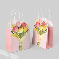 Sac en papier kraft en forme de fleur pour cadeaux de fête, sac d'emballage pour cadeaux floraux, sac de shopping en gros