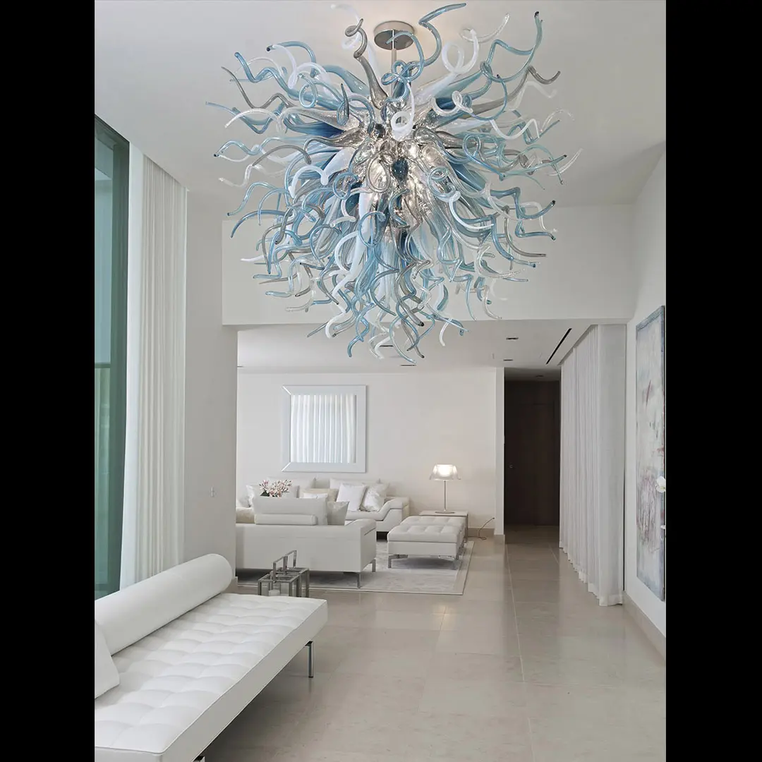 Lampadari in vetro di Murano Hotel moderno venezia italia soffitto a Led personalizzato 1 pezzo lampadario in vetro stile Chihuly