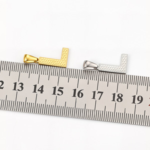 Amuleto con Letra Texturizada |   Colgante de Acero Inoxidable Chapado en Oro PVD de 18K con Inicial Punteada para Fabricación de Joyas: Impermeable e Hipoalergénico - Product Image 5