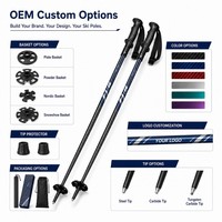 Série de bâtons de ski Zeroring OEM en fibre de carbone et aluminium, bâtons de neige personnalisés avec logo, vente en gros, usine