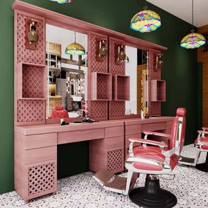 Estación de Estilismo Profesional para Salón de Belleza con Lavabo Integrado y Espejo con Luz LED - Mueble de Lujo para <span class=keywords><strong>Barber</strong></span>ía - Product Image 4