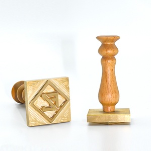 Custom Logo Size Decoration Vintage <b>Sealing</b> <b>Wax</b> Bar Wooden Handle Ice Stamper With Solid Brass Head Ice Cube Stamps - Product Image 5