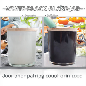 Porte-bougie cylindrique <span class=keywords><strong>en</strong></span> verre blanc et noir brillant <span class=keywords><strong>de</strong></span> 10 oz avec couvercle et boîte - Décoration <span class=keywords><strong>de</strong></span> <span class=keywords><strong>Noël</strong></span> écologique pour la maison - Product Image 1